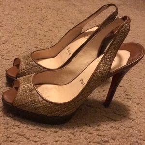 Christian Louboutins sling back cork heels